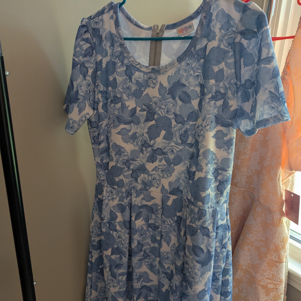 LuLaRoe Blue Floral Midi Dress